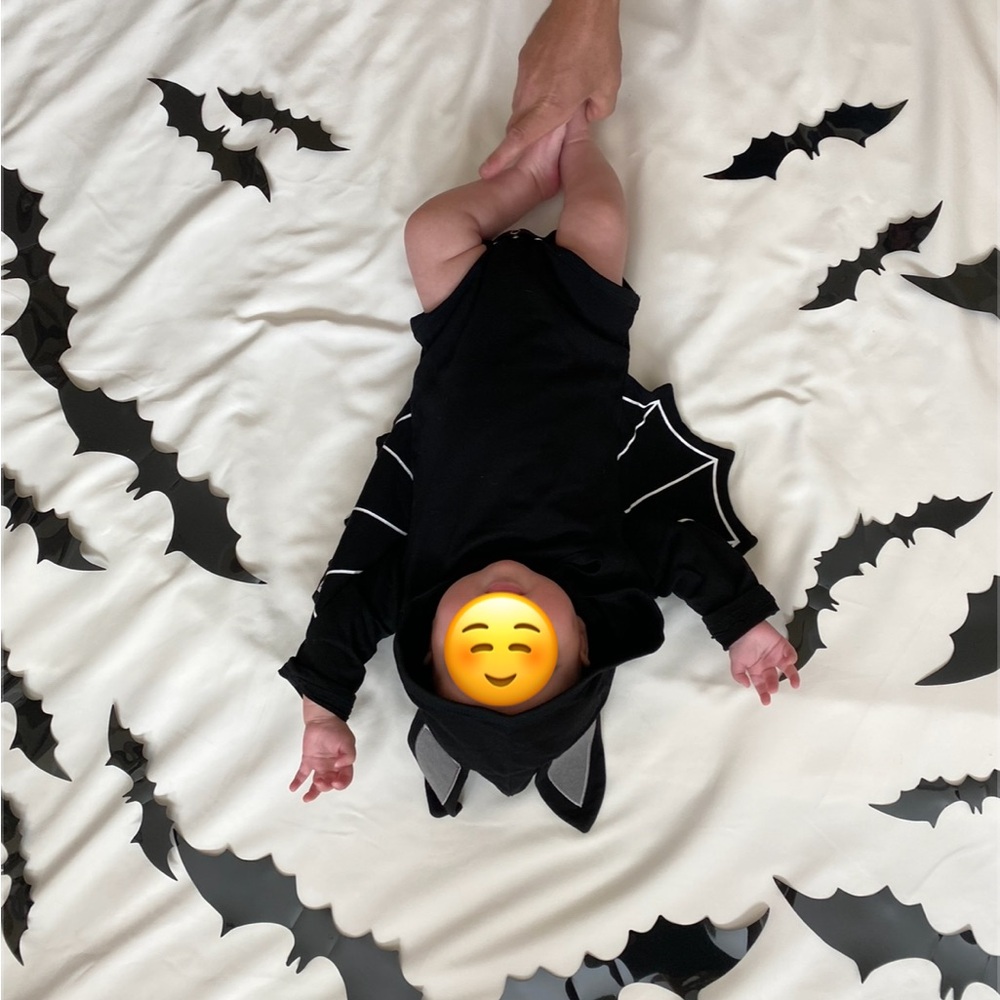 Black Bat-Themed Baby Onesie